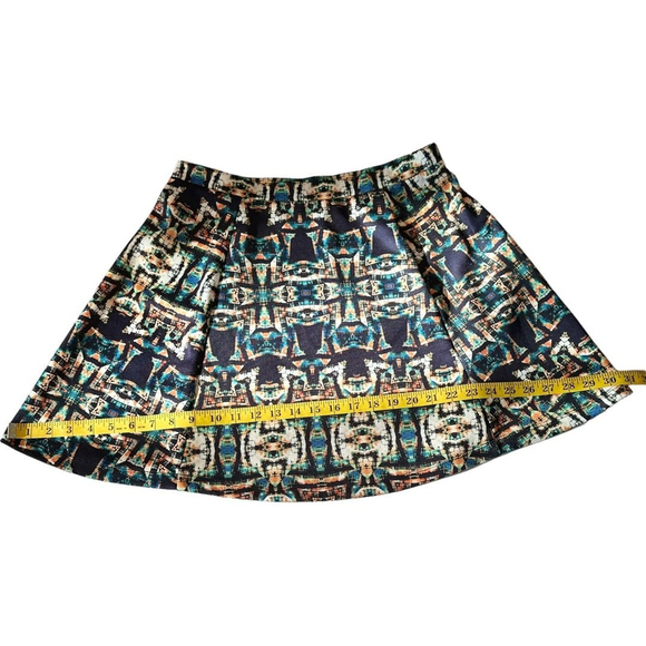 Lily Rose Southwestern Abstract Style Mini Skirt, Black, Teal, Cream, Large - Picture 9 of 12